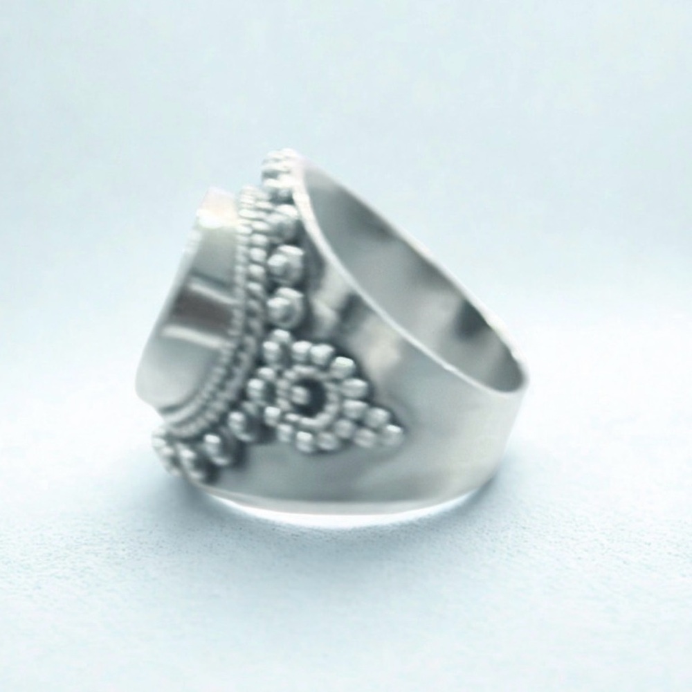 Turquoise Statement Ring - 925 Sterling Silver - Picture 2 of 4